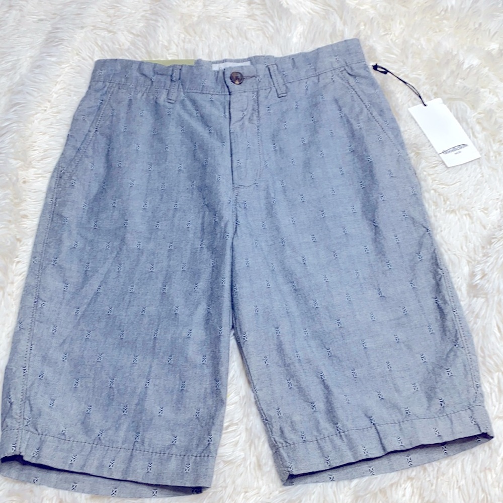 Goodfellow & Co Blue Linen Flat Front 10.5” Shorts Size 28